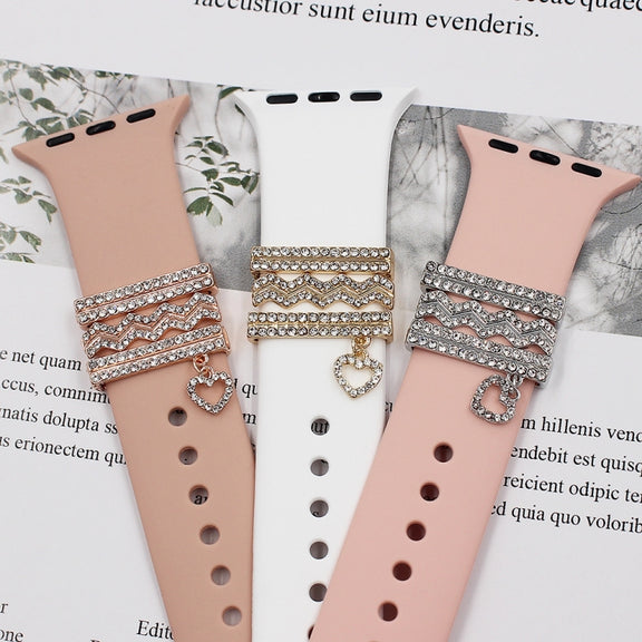 3pcs/set Smart Watch Silicone Strap Buckle Decoration Ring(Silver)