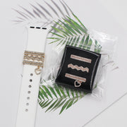 3pcs/set Smart Watch Silicone Strap Buckle Decoration Ring(Gold)
