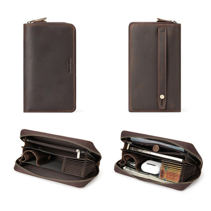 HUMERPAUL RFID Retro Zipper Multi -Card Leather Men Long Wallet Handbag(Coffee) - free shipping - PMC Jewellery - Order now!