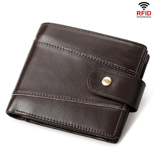 HUMERPAUL RFID Anti-magnetic Cox Purse Multi-card Card Bag Short Men Wallet(Brown) - Antimagnetic RFID Package by HUMERPAUL | Online Shopping South Africa | PMC Jewellery | Buy Now Pay Later Mobicred
