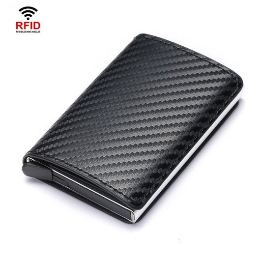 HUMERPAUL RFID Anti-Magnetic Automatic Card Set Credit Card Box Coin Bag(Carbon Fiber) - free shipping - PMC Jewellery - Order now!