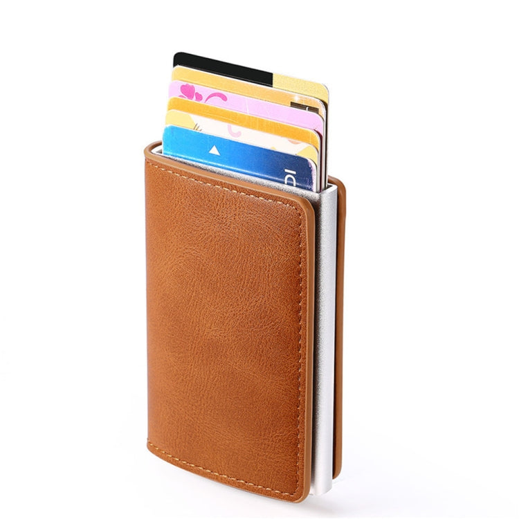 HUMERPAUL RFID Anti-Magnetic Automatic Card Set Credit Card Box Coin Bag(Dark Brown) - free shipping - PMC TechLife - Order now!