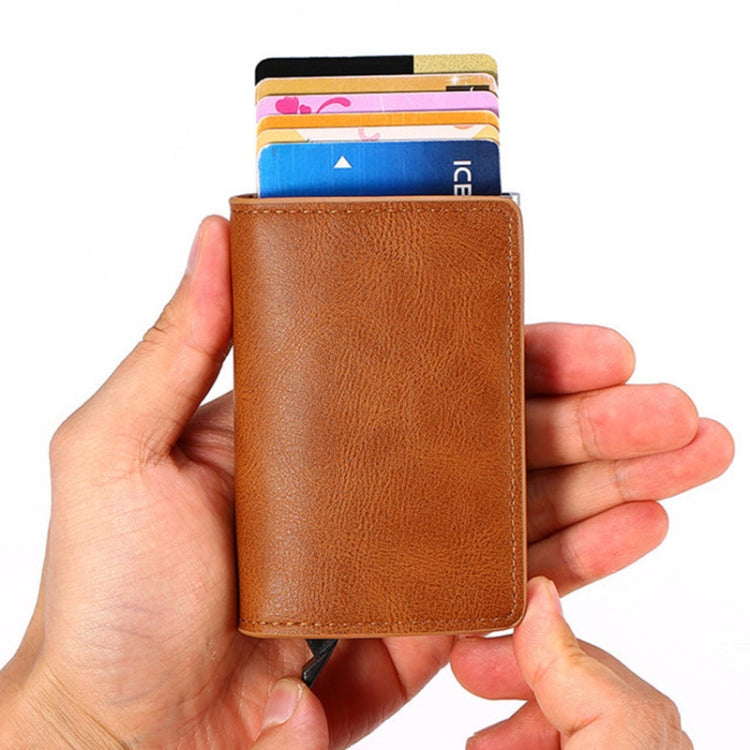 HUMERPAUL RFID Anti-Magnetic Automatic Card Set Credit Card Box Coin Bag(Dark Brown) - free shipping - PMC TechLife - Order now!