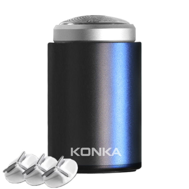 KONKA Mini Portable Razor Outdoor Water-resistant Men Razor, Color: Black+3 Knife Head