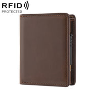 RFID Anti-Theft Short Wallet Automatic Pop-Up Aluminum Alloy Antimagnetic Card Holder(Brown)