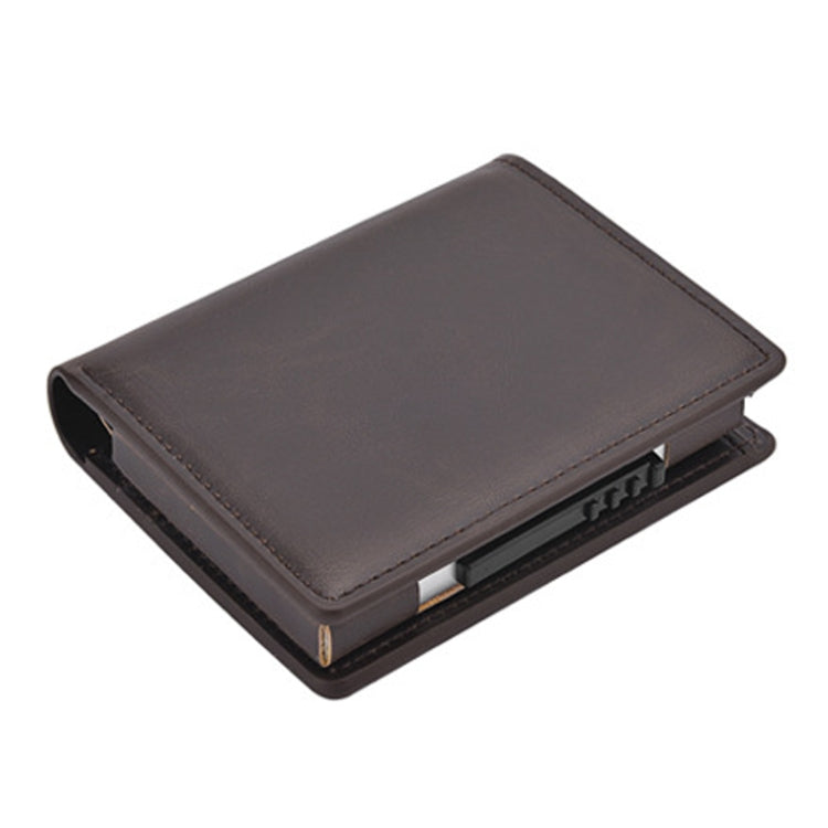RFID Anti-Theft Short Wallet Automatic Pop-Up Aluminum Alloy Antimagnetic Card Holder(Dark Brown)