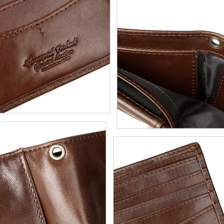 HUMERPAUL RFID Anti-Magnetic Men Pickup Card Bag Metal Chain Short Leather Wallet, Color: Coffee - Antimagnetic RFID Package by HUMERPAUL | Online Shopping South Africa | PMC TechLife | Buy Now Pay Later Mobicred
