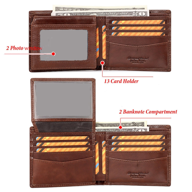 HUMERPAUL RFID Anti-Magnetic Men Pickup Card Bag Metal Chain Short Leather Wallet, Color: Coffee - Antimagnetic RFID Package by HUMERPAUL | Online Shopping South Africa | PMC TechLife | Buy Now Pay Later Mobicred