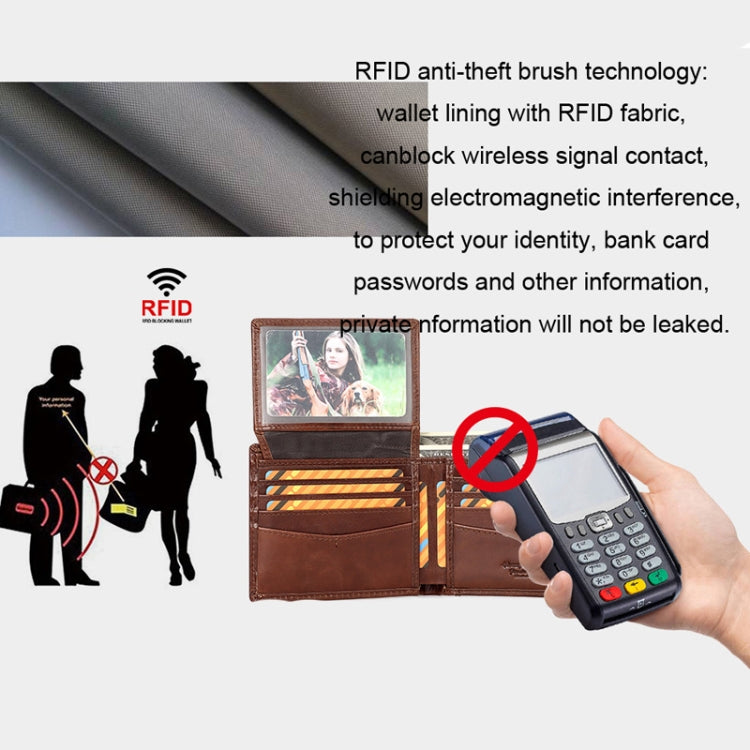 HUMERPAUL RFID Anti-Magnetic Men Pickup Card Bag Metal Chain Short Leather Wallet, Color: Coffee - Antimagnetic RFID Package by HUMERPAUL | Online Shopping South Africa | PMC TechLife | Buy Now Pay Later Mobicred