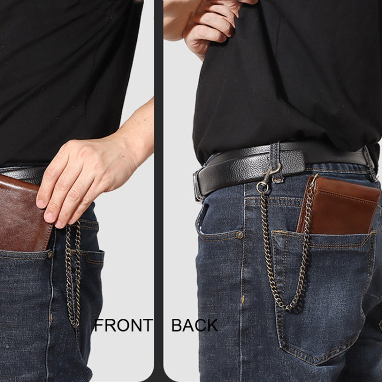 HUMERPAUL RFID Anti-Magnetic Men Pickup Card Bag Metal Chain Short Leather Wallet, Color: Black - free shipping - PMC TechLife - Order now!