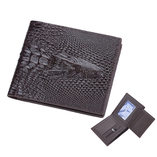 Baellerry Crocodile Print Men Short Wallet Vintage Multi-card Slot Coin Purse(Brown Head) - Wallets by Baellerry | Online Shopping South Africa | PMC Jewellery | Buy Now Pay Later Mobicred