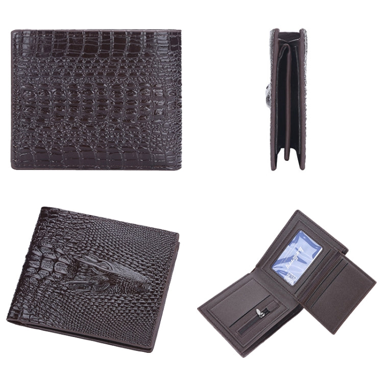 Baellerry Crocodile Print Men Short Wallet Vintage Multi-card Slot Coin Purse(Brown Head) - Wallets by Baellerry | Online Shopping South Africa | PMC Jewellery | Buy Now Pay Later Mobicred