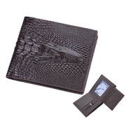 Baellerry Crocodile Print Men Short Wallet Vintage Multi-card Slot Coin Purse(Brown Head)
