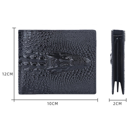 Baellerry Crocodile Print Men Short Wallet Vintage Multi-card Slot Coin Purse(Brown Head) - Wallets by Baellerry | Online Shopping South Africa | PMC Jewellery | Buy Now Pay Later Mobicred