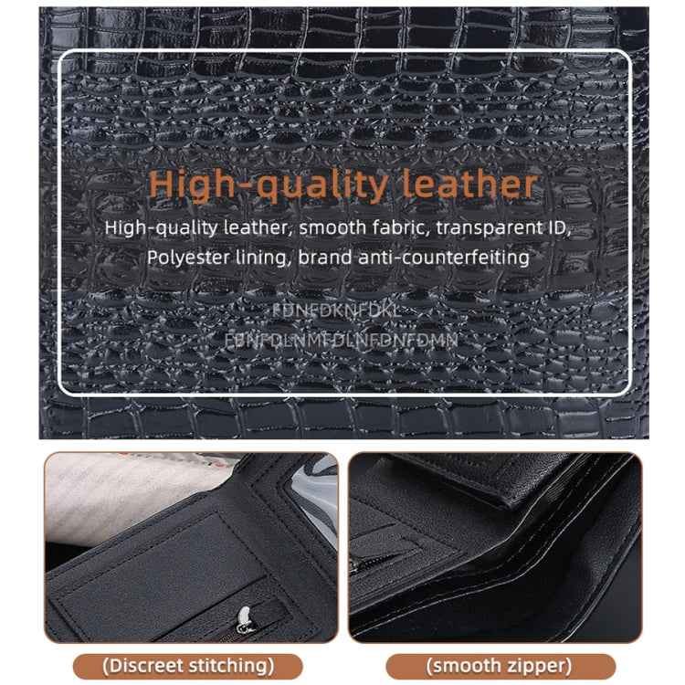 Baellerry Crocodile Print Men Short Wallet Vintage Multi-card Slot Coin Purse(Brown Head) - Wallets by Baellerry | Online Shopping South Africa | PMC Jewellery | Buy Now Pay Later Mobicred
