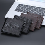 Baellerry Crocodile Print Men Short Wallet Vintage Multi-card Slot Coin Purse(Brown Head)