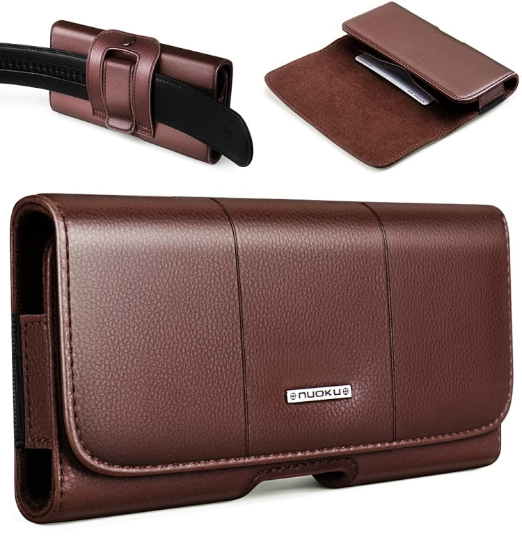 Nuoku Magnetic Flaps Leather Belt Case For Smart Phones, Size: 17.3 x 8 x 2.5cm  6.7 Inch(Brown) - More iPhone Cases by Nuoku | Online Shopping South Africa | PMC TechLife | Buy Now Pay Later Mobicred