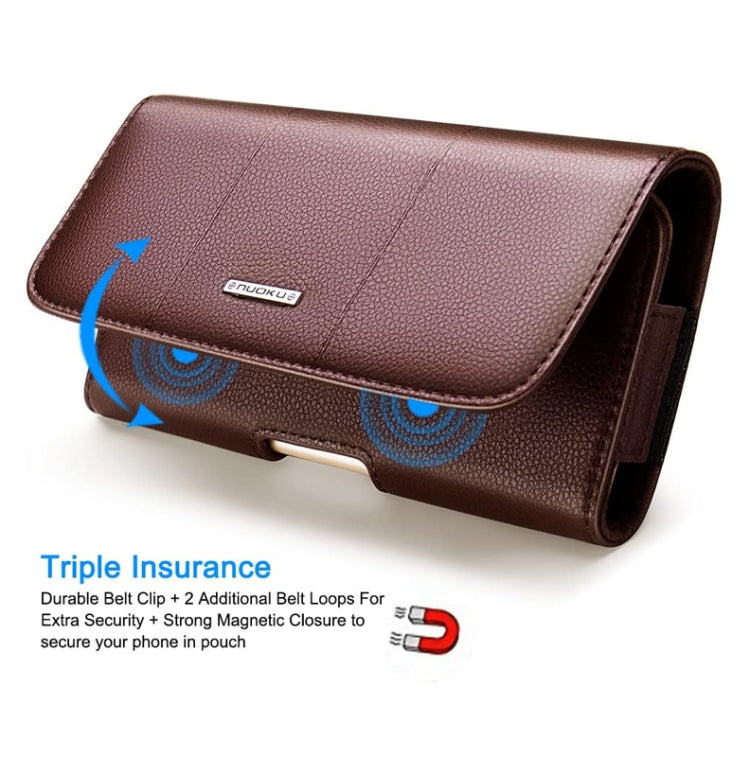 Nuoku Magnetic Flaps Leather Belt Case For Smart Phones, Size: 17.3 x 8 x 2.5cm  6.7 Inch(Brown) - More iPhone Cases by Nuoku | Online Shopping South Africa | PMC TechLife | Buy Now Pay Later Mobicred