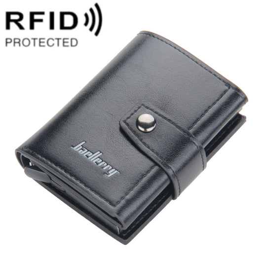 Baellerry RFID Anti-Theft Automatic Pop-Up Card Wallet Buckle Metal Aluminum Shell Card Holder(Black) - Antimagnetic RFID Package by Baellerry | Online Shopping South Africa | PMC Jewellery | Buy Now Pay Later Mobicred