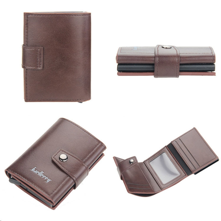 Baellerry RFID Anti-Theft Automatic Pop-Up Card Wallet Buckle Metal Aluminum Shell Card Holder(Coffee) - Antimagnetic RFID Package by Baellerry | Online Shopping South Africa | PMC Jewellery | Buy Now Pay Later Mobicred