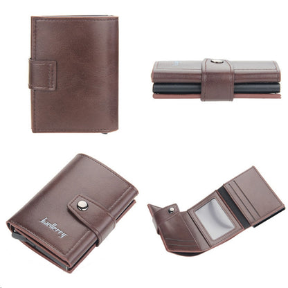 Baellerry RFID Anti-Theft Automatic Pop-Up Card Wallet Buckle Metal Aluminum Shell Card Holder(Coffee) - Antimagnetic RFID Package by Baellerry | Online Shopping South Africa | PMC Jewellery | Buy Now Pay Later Mobicred