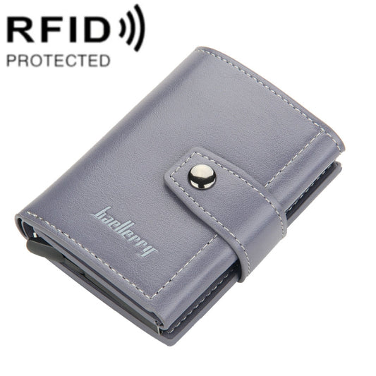Baellerry RFID Anti-Theft Automatic Pop-Up Card Wallet Buckle Metal Aluminum Shell Card Holder(Grey) - free shipping - PMC Jewellery - Order now!