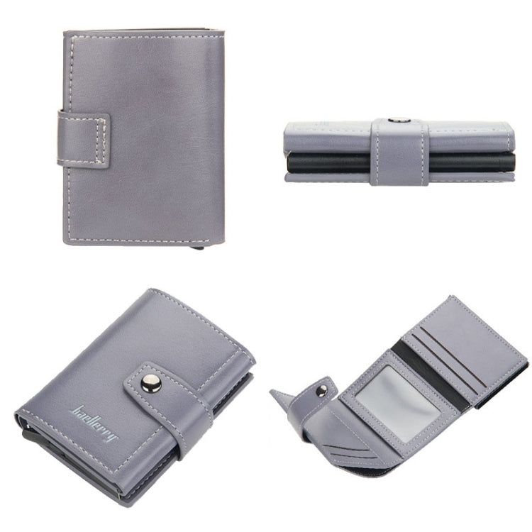 Baellerry RFID Anti-Theft Automatic Pop-Up Card Wallet Buckle Metal Aluminum Shell Card Holder(Grey) - free shipping - PMC Jewellery - Order now!