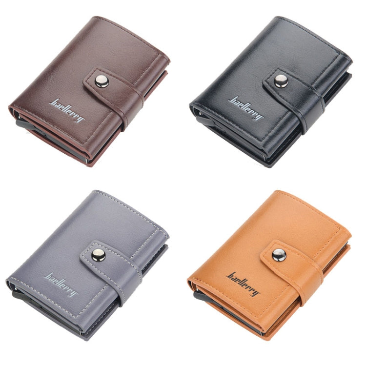 Baellerry RFID Anti-Theft Automatic Pop-Up Card Wallet Buckle Metal Aluminum Shell Card Holder(Yellow Brown)