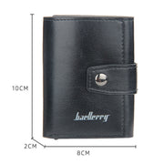 Baellerry RFID Anti-Theft Automatic Pop-Up Card Wallet Buckle Metal Aluminum Shell Card Holder(Yellow Brown)