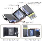 Baellerry RFID Anti-Theft Automatic Pop-Up Card Wallet Buckle Metal Aluminum Shell Card Holder(Yellow Brown)