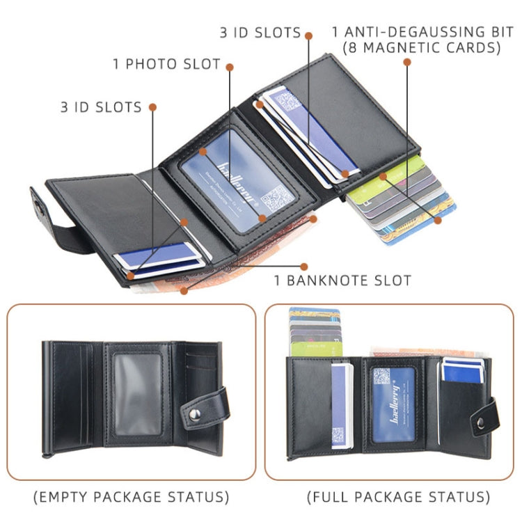 Baellerry RFID Anti-Theft Automatic Pop-Up Card Wallet Buckle Metal Aluminum Shell Card Holder(Yellow Brown)