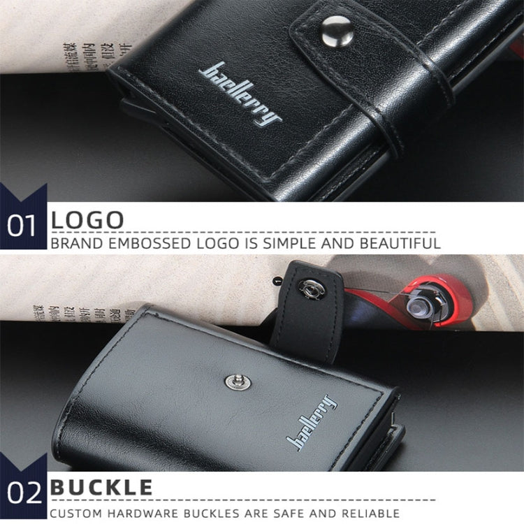 Baellerry RFID Anti-Theft Automatic Pop-Up Card Wallet Buckle Metal Aluminum Shell Card Holder(Yellow Brown)