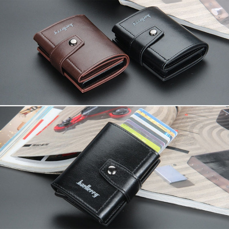 Baellerry RFID Anti-Theft Automatic Pop-Up Card Wallet Buckle Metal Aluminum Shell Card Holder(Yellow Brown) - free shipping - PMC TechLife - Order now!