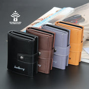 Baellerry RFID Anti-Theft Automatic Pop-Up Card Wallet Buckle Metal Aluminum Shell Card Holder(Yellow Brown)