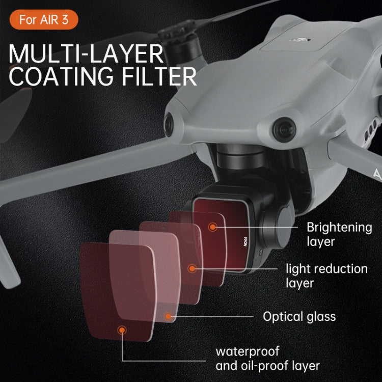 For DJI Air 3 RCSTQ Multi-Layer Coating Water-resistant  Filter, Spec: ND8/16/32/64 4-in-1
