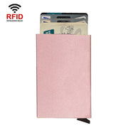 RFID Short Metal Card Case Credit Card Holder Wallet(Rose Gold)