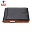 RFID Anti-Theft Brush Men Vintage Leather Wallet Card Case(Flat Pattern+Orange Inner) - Antimagnetic RFID Package by PMC TechLife | Online Shopping South Africa | PMC TechLife | Buy Now Pay Later Mobicred