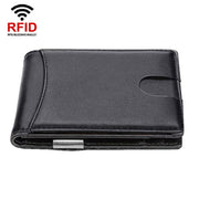 RFID Anti-Theft Brush Men Vintage Leather Wallet Card Case(Flat Pattern+Black Inside)