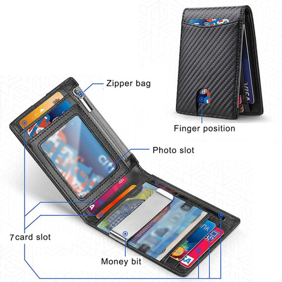 RFID Anti-Theft Brush Men Vintage Leather Wallet Card Case(Flat Pattern+Black Inside)