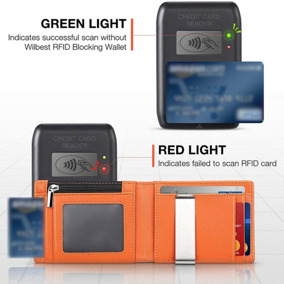 RFID Anti-Theft Brush Men Vintage Leather Wallet Card Case(Flat Pattern+Black Inside)