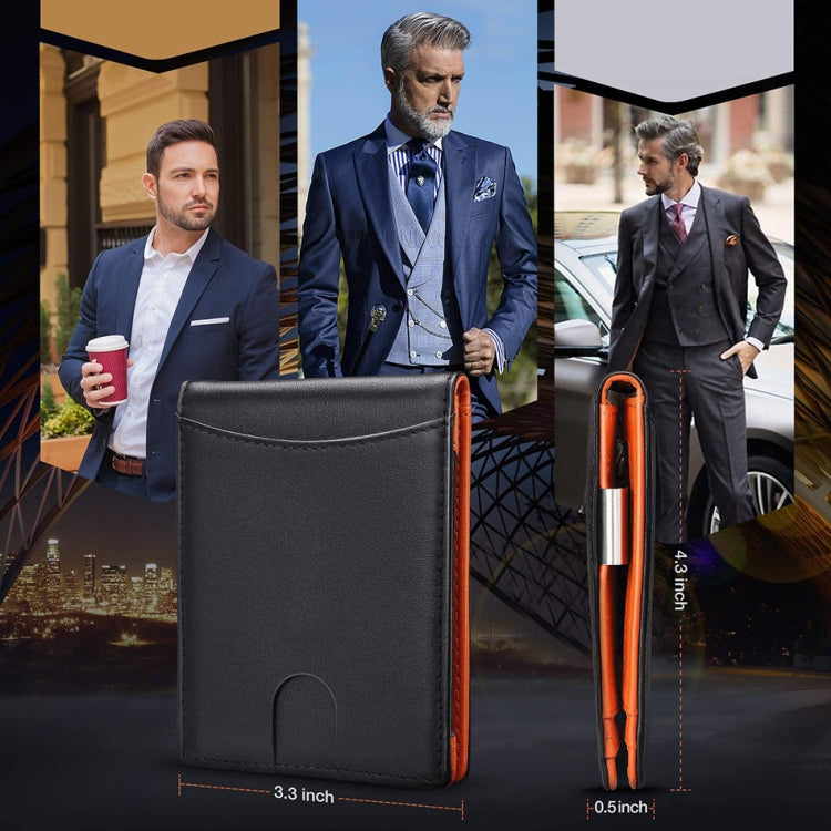 RFID Anti-Theft Brush Men Vintage Leather Wallet Card Case(Flat Pattern+Black Inside) - Antimagnetic RFID Package by PMC TechLife | Online Shopping South Africa | PMC TechLife | Buy Now Pay Later Mobicred