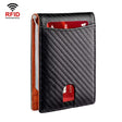 RFID Anti-Theft Brush Leather Multi Card Pocket Coin Wallet Credit Card Case(Carbon Fiber+Orange Inside) - free shipping - PMC TechLife - Order now!