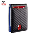 RFID Anti-Theft Brush Leather Multi Card Pocket Coin Wallet Credit Card Case(Carbon Fiber+Blue Inside) - free shipping - PMC TechLife - Order now!