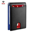 RFID Anti-Theft Brush Leather Multi Card Pocket Coin Wallet Credit Card Case(Flat Pattern+Blue Inside) - Antimagnetic RFID Package by PMC TechLife | Online Shopping South Africa | PMC TechLife | Buy Now Pay Later Mobicred