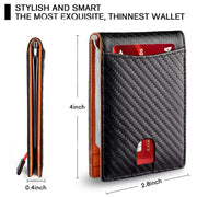 RFID Anti-Theft Brush Leather Multi Card Pocket Coin Wallet Credit Card Case(Carbon Fiber+Black Inside)