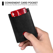 RFID Anti-Theft Brush Leather Multi Card Pocket Coin Wallet Credit Card Case(Flat Pattern+Blue Inside)