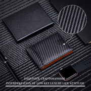 RFID Anti-Theft Brush Leather Multi Card Pocket Coin Wallet Credit Card Case(Carbon Fiber+Blue Inside)