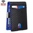 RFID Anti-Magnetic And Anti-Theft Leather Multi-Card Credit Card Wallet Coin Purse(Carbon Fiber Black+Blue Inner) - Antimagnetic RFID Package by PMC TechLife | Online Shopping South Africa | PMC TechLife | Buy Now Pay Later Mobicred