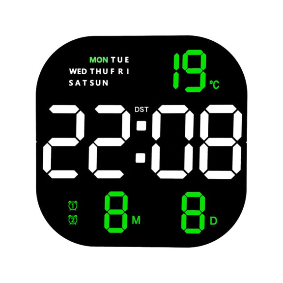 6633 LED Screen Digital Display Timing Desktop Alarm Clock Living Room Hanging Clock(Green Light)