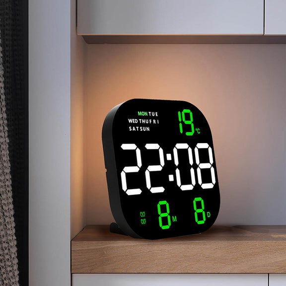 6633 LED Screen Digital Display Timing Desktop Alarm Clock Living Room Hanging Clock(Green Light)